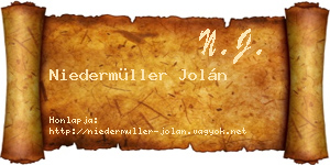 Niedermüller Jolán névjegykártya