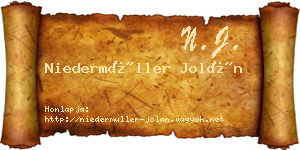 Niedermüller Jolán névjegykártya