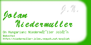 jolan niedermuller business card